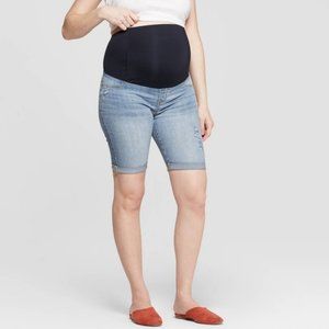Isabel Maternity Bermuda Jean Short Crossover Panel Power Stretch Light Wash, 16